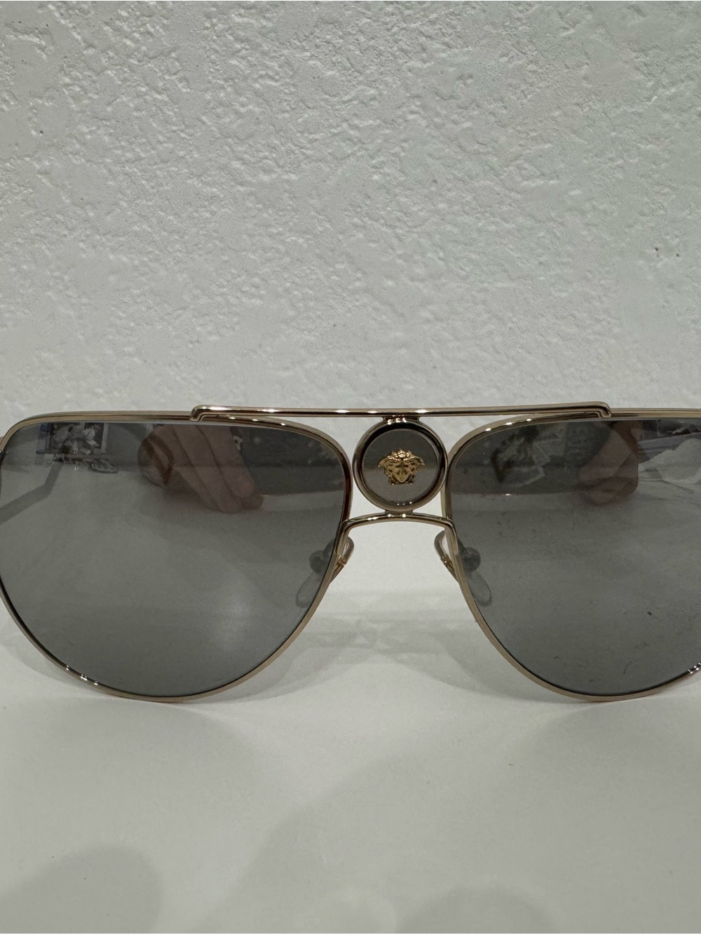 Versace Gold Frame Sunglasses with Gray Lenses